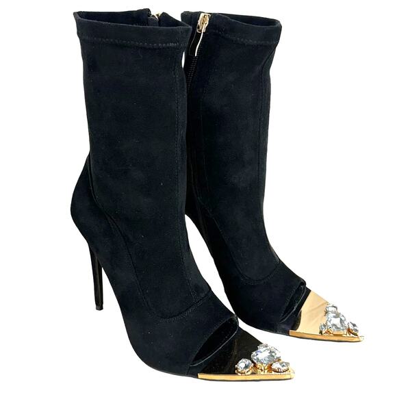 Azalea Wang High Society Rhinestone Black Pointed Toe *Missing Chain** Sz 6.5 - Picture 2 of 10